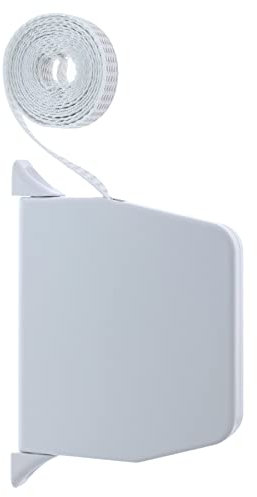 ToniTec Mini enrouleur de sangle pour volet roulant - Montage en saillie - Orientable - Avec filetage automatique - Sangle de 5 m incluse - Blanc