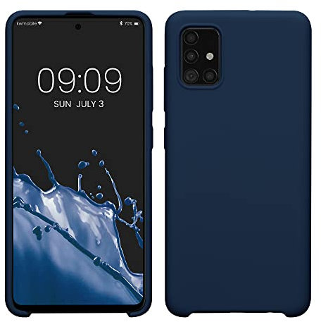 kwmobile Hülle kompatibel mit Samsung Galaxy A51 Hülle - Silikon Handy Case - Handyhülle weiche Oberfläche - kabelloses Laden - Marineblau