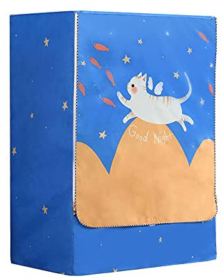 Highdi Funda de Lavadora Cubierta Impermeable, Secadoras de Carga Frontal Protector Exterior Cubierta a Prueba de Polvo (Capacidad S: 4-7,5 kg,Gato Blanco)