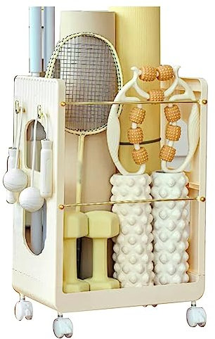 GRRICEPL -Matten-Aufbewahrungsregal, Home Gym Storage Rack, Cart für Die Organisation Workout Raum, für Kurzhanteln Kettlebells -Riemen Widerstandsbänder (Farbe : Gelb, Größe : 40x26x59.5cm)