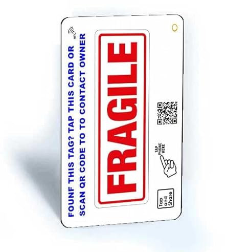 Tap and Share™ Smart Gepäckanhänger | NFC & QR Code Gepäckanhänger mit Smart Passive Tracking 'Fragile' | 2 Stück