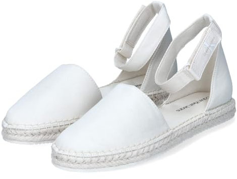 Calvin Klein Jeans Espadrilles Femme Ankle Chaussures en Toile, Blanc (Creamy White/Bright White), 39