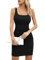 Missufe Robe d'été moulante pour femme - Robe courte en tricot - Coupe moulante, Noir , XL