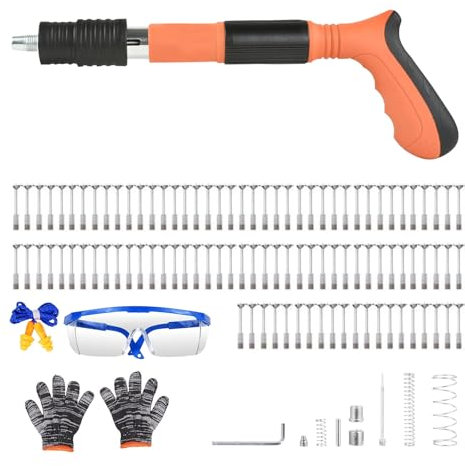 Tragbarer manueller Nagler – Holzbearbeitung und Dekoration, integrierter Luftnagler, 4 Gänge, Stahlnagelpistole mit Nägeln für rote Ziegelwände, Betonwände, 8 mm Aluminiumlegierung, Holzbretter