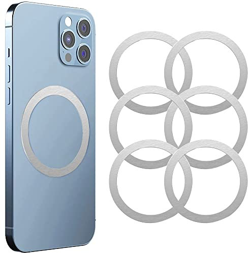 Kinizuxi Metall Ring, magnetisches kabelloses Laden Umwandlungskit 6 Stück, kompatibel mit MagSafe Metallring Zubehör, iPhone 14/13/12 Series und Samsung Galaxy S22/S21/S20