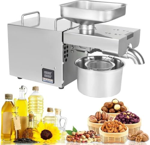 Machine Automatique De Presse À Huile Expulseur D'huile Électrique Extracteur D'huile De Noix Chaude Et Froide Acier Inoxydable avec Écran LCD pour Les Graines Ricin Noix Coco Maïs 5-8kg/h 750W