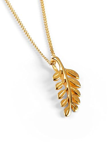 HENRYKA Miniature Royal Fern Leaf Necklace in 925 Sterling Silver & 24ct Gold Plate - 18 inch Chain | Minimal Boho Pendant | Nature Themed Gifts