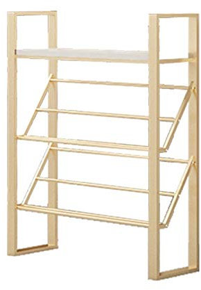 HEXEH Schuhregal 3 Stufe schuhständer lagerung Organizer des Flur Wohnzimmer Badezimmer Schlafzimmer oder Wall Metall lagergebiete golden Schuhschrank (Size : C)