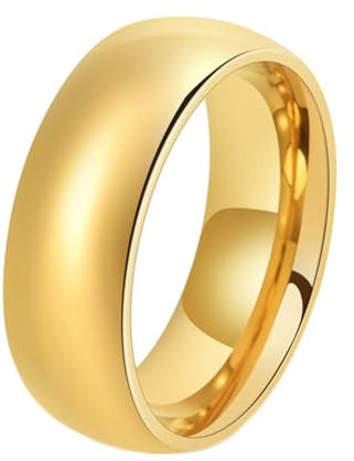 ANAZOZ Ringe Wolframcarbid Herren, Ring mit Gravur Damen Personalisiert Trauringe Größe 52 (16.6) Goldring Breit 8 mm