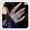 Wendalern Gothic Schmetterling Ringe Für Frauen - Silber und Schwarz mit Kristall Schmetterling - Einstellbar Offen Band Ringe - Kostüm Partei Geschenke für Mädchen