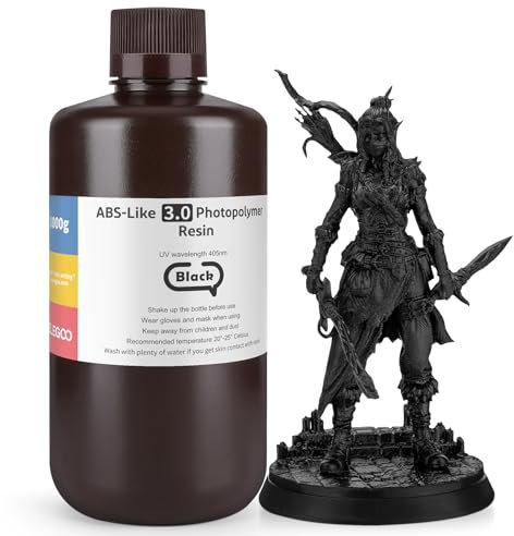 ELEGOO 405nm ABS-Like Resin 3.0, UV-Curing 3D Resin with High Precision, Non-Brittle, Improved Strength and Toughness for LCD/DLP 3D Printers Photopolymer Resin Black 1000g