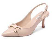 QUEEN HELENA Décolleté con Tacco Basso a Punta Chiusa Scarpe Casual Eleganti Donna K3396 (Nude Pu, 41)
