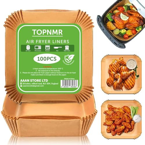 Air Fryer Liners Ninja Accessories Disposable Paper 6.5 Inch 100 Pcs Square Airfryer Liner for Tefal, Tower, Foodi Baking Parchment Tray
