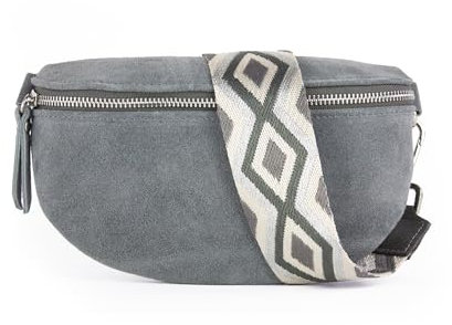 lePelou Bauchtasche aus Veloursleder, Wildleder Bauchtasche, Festival Tasche, Cross Body Tasche, Gürteltasche, Geschenk (Dunkelgrau 6, M)