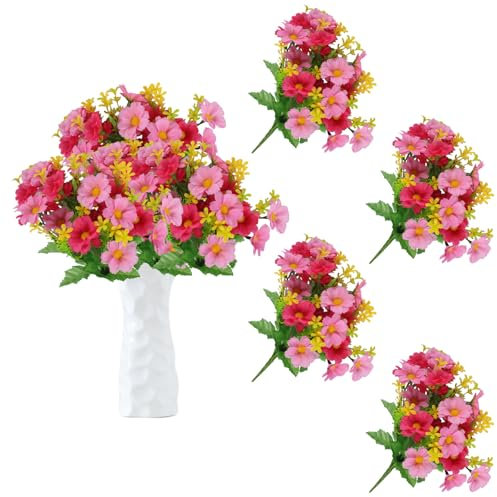 astylishome Fiori artificiali da esterno con margherite finte in tessuto bouquet di fiori composizioni con bellezza della natura centrotavola per matrimoni, feste di compleanno casa 0912