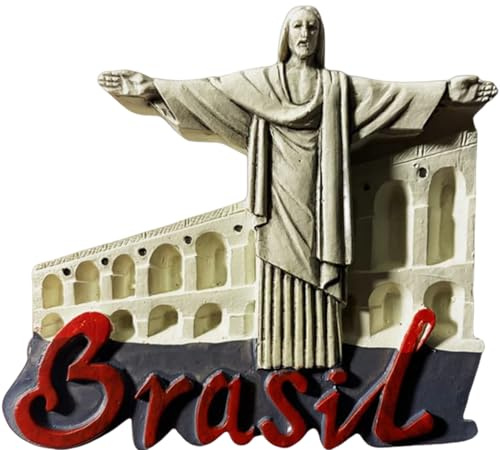 Kühlschrankmagnet, 3D-Motiv Christuserlöser Rio de Janeiro, Brasilien, Souvenir, Kühlschrankdekoration, handbemalt, Handwerk