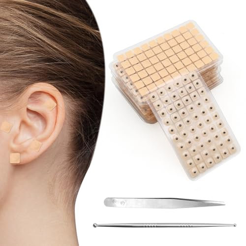 Scettar 1200 Unids Acupuncture Semillas de Oreja, Adhesivas Desechables para Masaje de Oídos, Semillas Prensa Orejas Desechables, Kit de Acupresión de Semilla de Oreja (20 hojas)