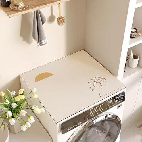 Kongdson Washer Dryer Top Protective Mat Washing Machine Top Cover Mat, Non-slip Washable Top Mats Kitchen Laundry Room Appliance Top Cover Pad (60x60cm,F)