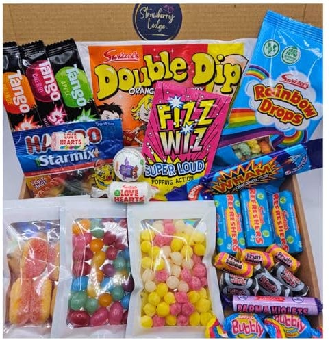 Retro Sweets Gift Box | Sherbet Pips, Jelly Beans, Rhubarb & Custards, Love Hearts, Wham, Starmix, Popping Candy, Refreshers & more | Letterbox Gifts for Birthdays Men, Women & All Occassions