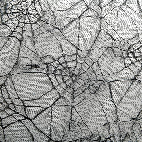 Spinnennetz Tüllstoff dekorativer weicher Tüll Halloween Tüllstoff 160cm Tüllstoff, Spitzentüllstoff, Halloween Dekoration, Dekostoff, Kostümstoff (schwarz)