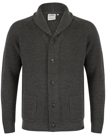 Tokyo Laundry Men's 'Anozie' Soft Knit Wool Blend Shawl Neck Cardigan Dark Grey Marl