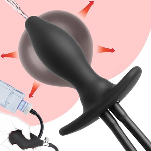 JXszxbt Riesige Aufblasbar Analplug mit Pumpe und Analdusche Einlauf, Silikon Große Buttplug Dilatator Analkugeln Anal Dildo Enema Vaginal Spülung Anus Expansion SM Sexspielzeug für Männer Frauen