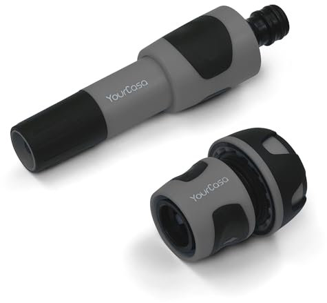YourCasa Gartenspritze Brause mit Schlauchadapter 3/4 Zoll - Premium Spritze für Gartenschlauch - Gartenbrause Düse mit Aufsatz für den Garten - Handbrause Reinigungsspritze Wasserspritze (Anthrazit)