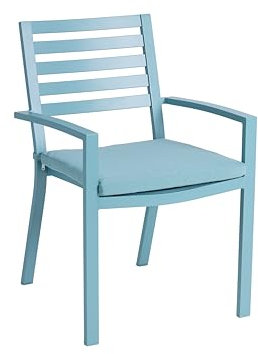 METRO Professional Gartenstuhl mit Armlehne und Kissen, Aluminium, 57 x 61 x 85 cm, 150 kg Tragkraft, Blau