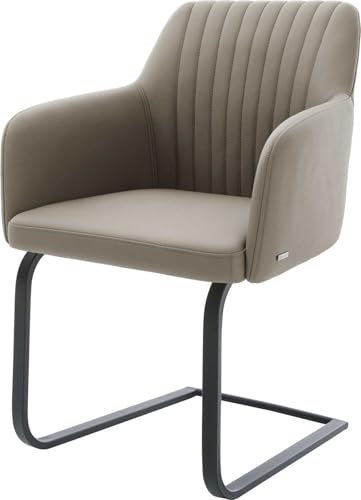 DELIFE Schwingstuhl Greg-Flex Freischwinger flach Schwarz Echt-Leder Schlamm Taschenfederkern