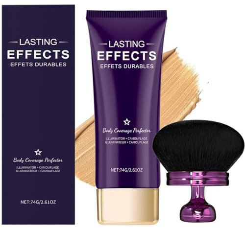 Body Coverage Perfector, 2025 Upgrade All-Over Complexion Perfector mit Extra großer Körper Make-up-Pinsel, Körper Make up Wasserfest, Bein & Körper Tattoo Abdeckung Make-up (Natürlich)