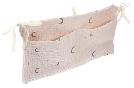 Babybett Organizer Hängend aus Baumwolle mit 2 Taschen | Doppelschicht Design, Weiche Haptik, für Kinderbett und Kinderwagen, 40x20x0,5cm