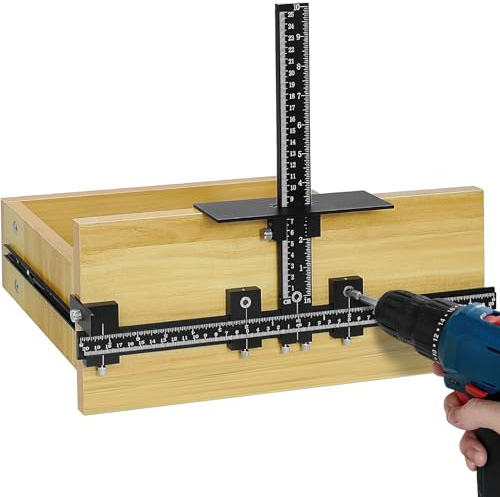 Otufan Door Handle Jig, Aluminum Alloy Cabinet Hardware Jig with Hex Wrench & Adjustable Punch Locator Drill Guide for Drawer, Handles Mounting