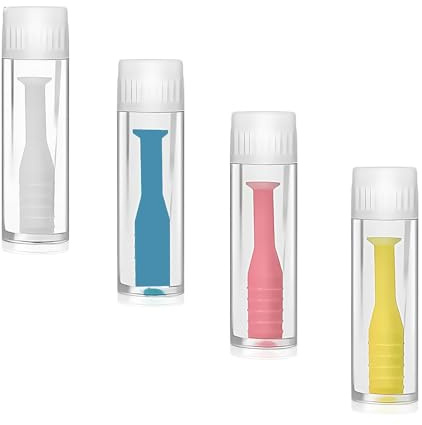 4 Stück Kontaktlinsen Einsetzhilfe Weiche Linsen, Kontaktlinsen Sauger, für Weiche Und Harte Linsen (Blau/Gelb/Rosa/Transparent)