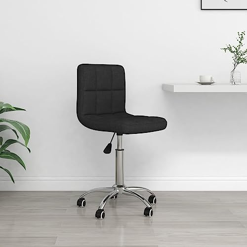 Fangmaliuyun Drehstuhl Schwarz aus Stoff und Chrom 40x47x74,5-86 cm Verstellbarer Home Office Schreibtischstuhl mit Rollen für Büro und Gaming Setup im Schlafzimmer