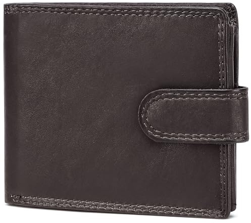 WEDMAY Mens Leather Wallet Genuine Leather, RFID Blocking Bifold Wallet for Men with Coin Pocket, Credit Card Holder & ID Window, Slim Mens Wallet with Gift Box, Coffee