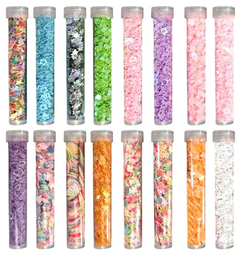 16PCS Sequins for Crafts, Glitter for Crafts, Chunky Glitter for Arts, Slime, Wax Melts, Body Makeup, Nail Arts, Decorations, DIY