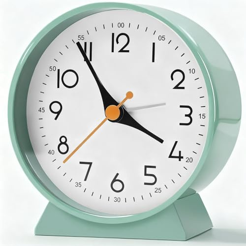 Azyh Analoger Wecker ohne Ticken, Kleine Retro Tischuhr, Tischuhr für Wohnzimmerdekoration, Schlafzimmer, Nachttisch Erwachsene, Senioren, Kinder, Reisewecker, Batteriebetrieben