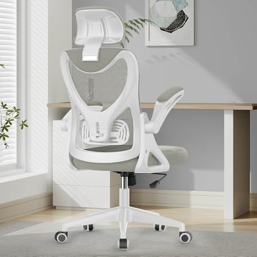 YONISEE Office Chair - Ergonomic Desk Chair with Lumbar Support Headrest Adjustable, Padded Flip-up Armrests Comfy Seat Cushion High Back Executive Manager Chair For Home Office