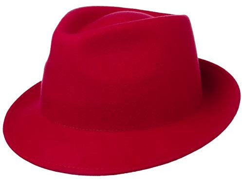 Lipodo Trilby Hut aus Wollfilz Damen/Herren - Filzhut Herrenhut Made in Italy - Italienischer Wollhut Herbst/Winter - Wollfilzhut rot M (56-57 cm)