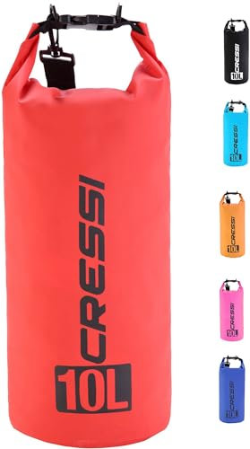 Cressi Unisex-Erwachsene Dry Bag-wasserdichte Taschen mit langem verstellbaren Schulterriemen Für Tauchen, Bootfahren, Kajak, Angeln, Rafting, Schwimmen, Camping und Snowboarden, Rot, 15 LT
