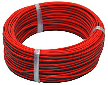 Fil de silicone de calibre 18, fil de silicone de calibre 18 200 mètres [Noir 100 m Rouge 100 m] Ligne de câble parallèle à 2 conducteurs Raccordement flexible Brins sans oxygène Fil de cuivre étamé