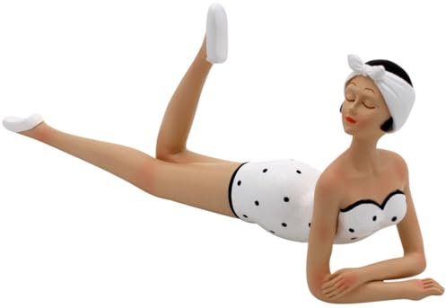 Pommerntraum ®| XL Maritime Dekofigur Frauenfigur Badelady Badenixe Strandnixe Badefigur im Retro-Stil der 50 Jahre Vintage Nostalgie Retro (Weiss)