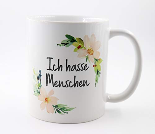 PICSonPAPER Tasse Ich Hasse Menschen, Kaffeetasse, Keramiktasse, Tasse mit lustigem Spruch, Mitarbeiter und Kollegen (Hasse)