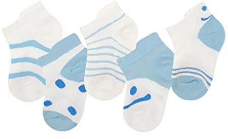 ANIMQUE Calzini Estivi per Bambini 5 paia Genitore-bambino Calze Cotone Sneaker Calzino Bimbo Bimba Quotidiano Base Super Eastico Maglia Traspirante Sottile (18/21 EU) 6-12 Mesi Blu, S