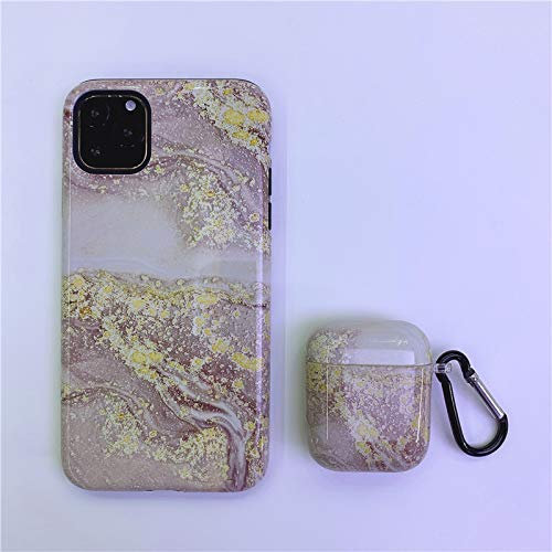Custodia® Marmorierte TPU Hülle + Headset-Abdeckung Gleicher Anzug für Apple iPhone 11 und AirPods(2)