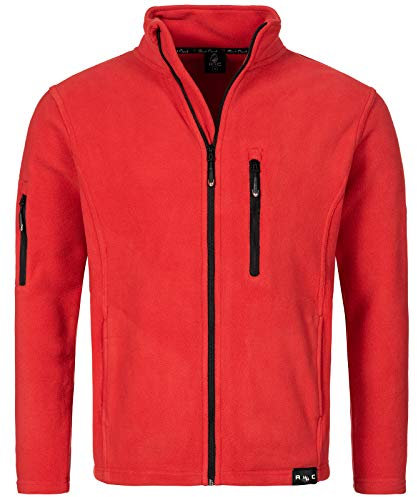 Rock Creek Herren Fleece Jacke Outdoor Wanderjacke Pullover Full Zip Hoodie Herrenjacke Fleecejacke Winterjacke Strickjacke Strickfleecejacke H-197 Rot XL