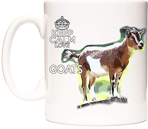 Mug en céramique avec inscription « Keep Calm and Love Goats » - Tasse cadeau en céramique Motif chèvre 325 ml