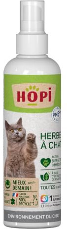 HOPI Spray herbe à Chat 200 ml - Extraits de Plantes - Stimule le Bien Être à la Maison ou dans un nouveau Lieu - Facile à transporter - Convient à tous types de supports - Fabriqué en France