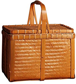 Picknickkorb mit großer Kapazität im Freien Retro Bambus Picknickkörbe Kreative Tragbare Aufbewahrungsbox mit abnehmbarem Handtaschenkorb Doppel-Picknick-Hamper für Download-Camping-Party Picknickkörb