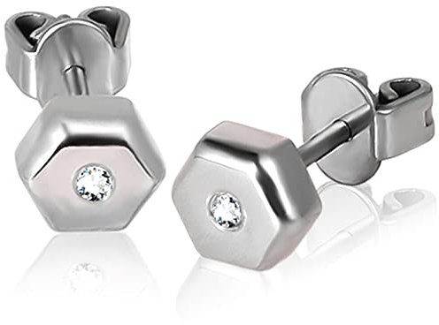 Titan Ohrstecker für empfindliche Ohren, Kreuz Sechseck Runde Zirkonia CZ Ohrstecker für Damen (Hexagon)